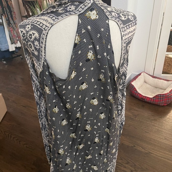 Free People American Pie Patchwork Kimono Duster Gray Black Purple OS - Picture 8 of 9